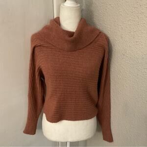 Pink Rose Soft Bronze Cowl Neck Sweater XS Cozycore Comfy Casual Winter Classic
